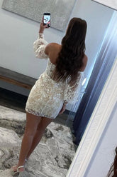 Gorgeous Sweetheart Tight Lace Homecoming Dress With Detachable Sleeves